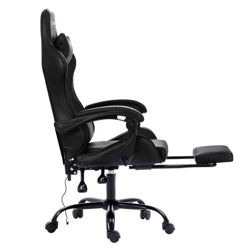 Artiss 2 Point Massage Gaming Office Chair Footrest Black