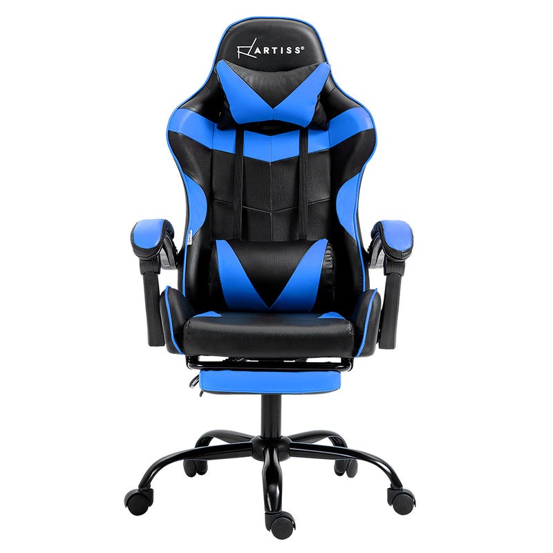 Artiss Gaming Office Chair Recliner Footrest Blue