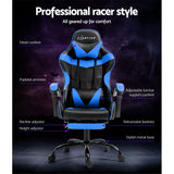 Artiss Gaming Office Chair Recliner Footrest Blue