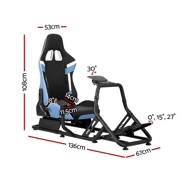 Artiss Racing Simulator Cockpit Steering Wheel Gaming Chair Blue