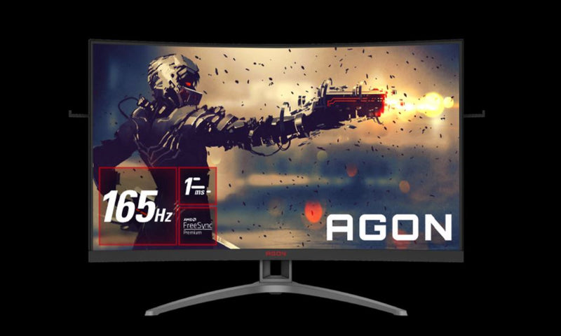 AOC AGON 31.5' VA Curved 1500R, FHD 1ms,165Hz Free-Sync Premium, HDR Ready, Light FX, Flicker Free, Low Blue Light