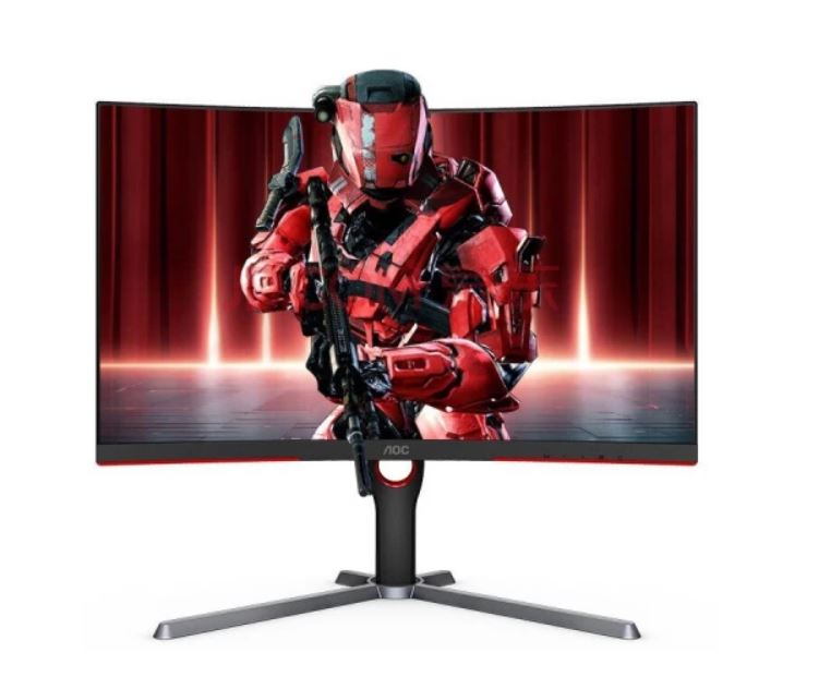 AOC 27' Curved VA QHD 2560 × 1440, 1000R, Free-Sync Premium, 1ms, 165Hz, HDR10, DP, HDMI, HAS, Flicker Free, Low Blue Mode, VESA 100 Gaming Monitor