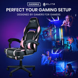 OVERDRIVE Gaming Chair Pink Racing Computer Office Ergonomic Reclining Footrest