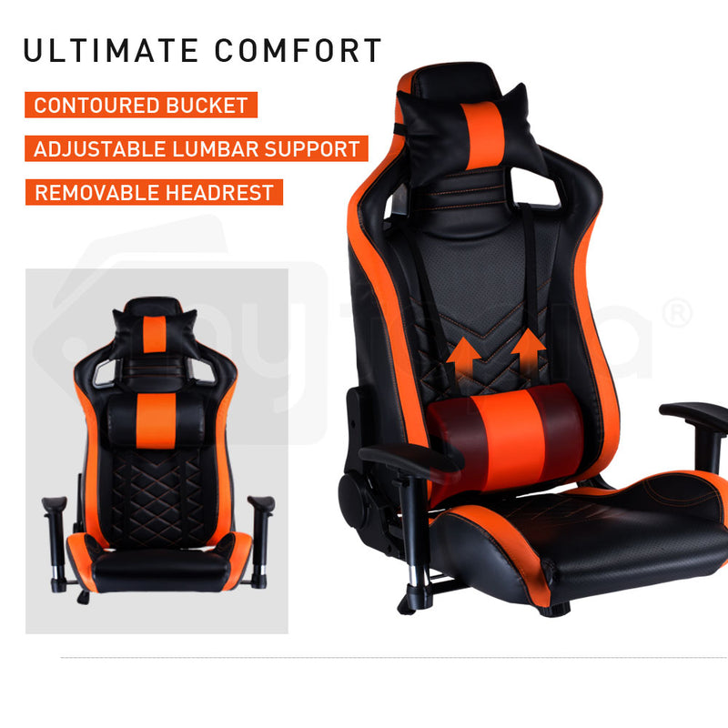 Overdrive Gaming Chair Office Computer Racing PU Leather Executive Black Orange