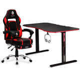 OVERDRIVE Gaming Chair Desk Racing Seat Setup PC Black Office Table Foot Combo