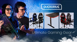 OVERDRIVE Gaming Chair Desk Racing Seat Setup PC Black Office Table Foot Combo