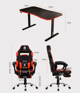 OVERDRIVE Gaming Chair Desk Racing Seat Setup PC Black Office Table Foot Combo