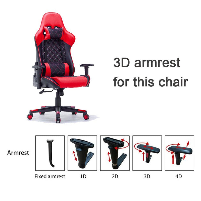 Gaming Chair Ergonomic Racing chair 165° Reclining Gaming Seat 3D Armrest Footrest Black