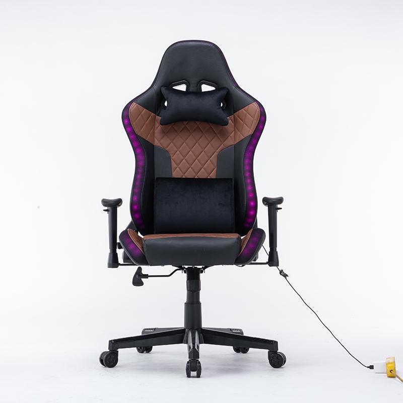 7 RGB Lights Bluetooth Speaker Gaming Chair Ergonomic Racing chair 165° Reclining Gaming Seat 4D Armrest Footrest Pink White