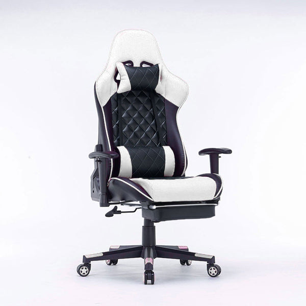 Gaming Chair Ergonomic Racing chair 165° Reclining Gaming Seat 3D Armrest Footrest White Black