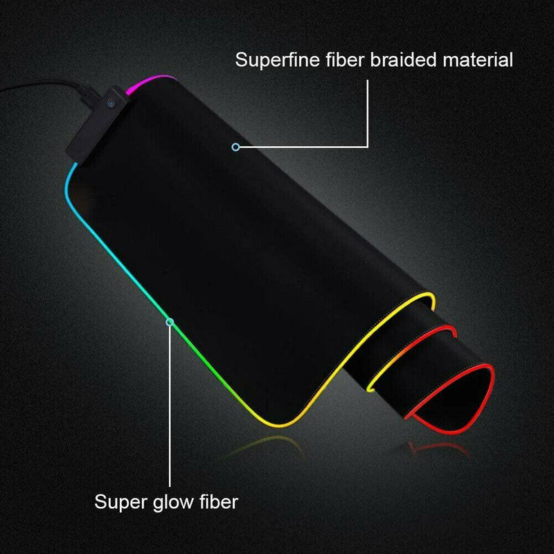 LED Gaming Mouse Pad Large RGB Extended Mousepad Keyboard Desk Anti-slip Mat